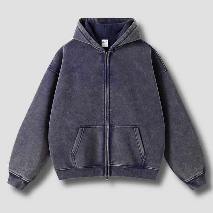 Stilla | Zip Hættetrøje Et Vasked Årgang Look