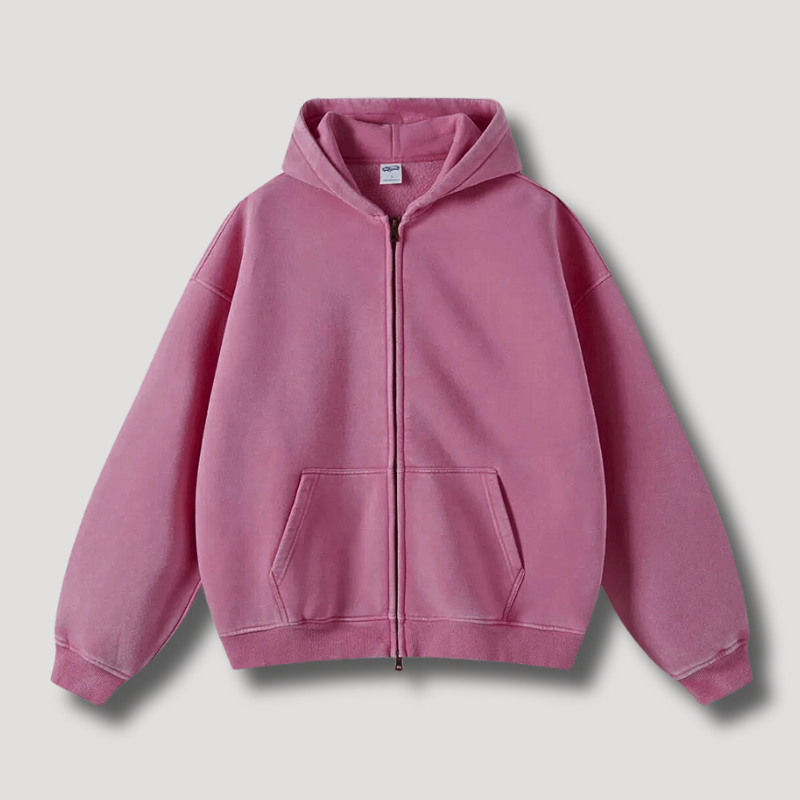 Stilla | Zip Hættetrøje Et Vasked Årgang Look