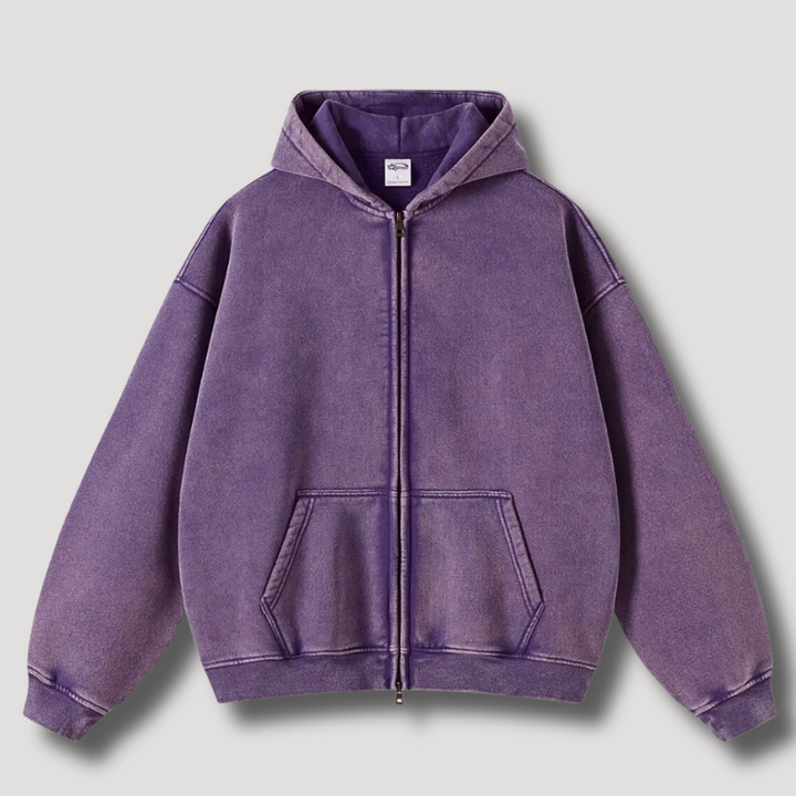 Stilla | Zip Hættetrøje Et Vasked Årgang Look