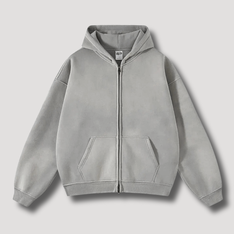 Stilla | Zip Hættetrøje Et Vasked Årgang Look