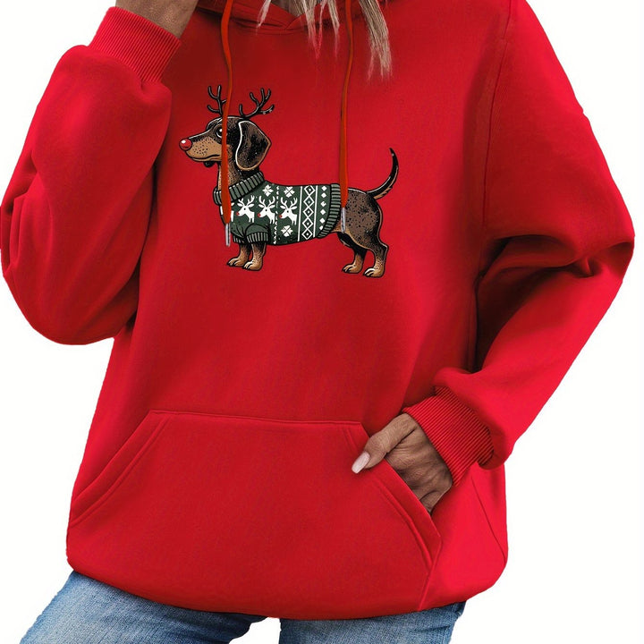 Stilla | Dachshund Print Hoodie til Damer
