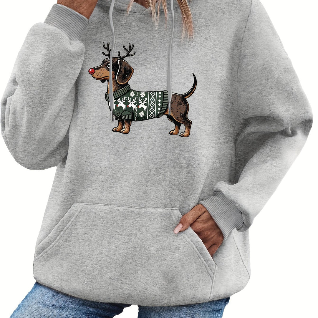 Stilla | Dachshund Print Hoodie til Damer