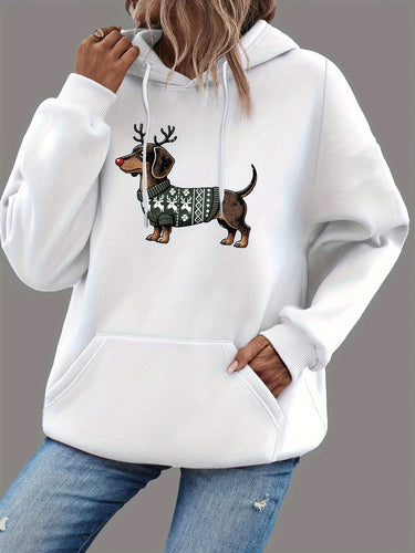 Stilla | Dachshund Print Hoodie til Damer