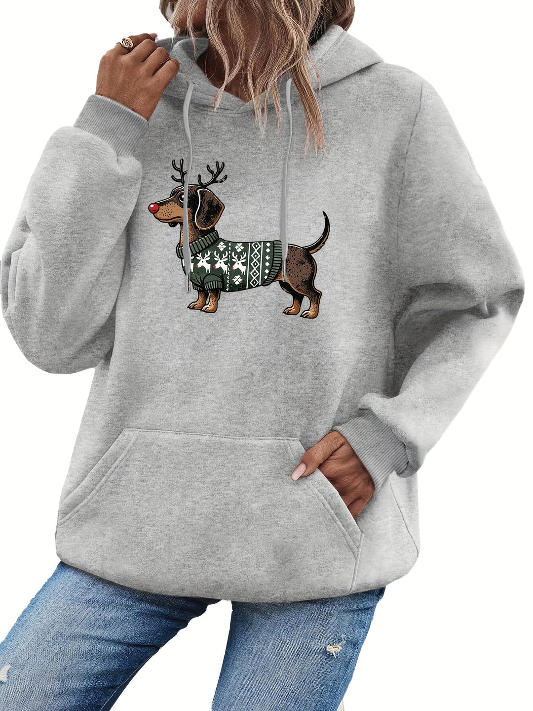 Stilla | Dachshund Print Hoodie til Damer