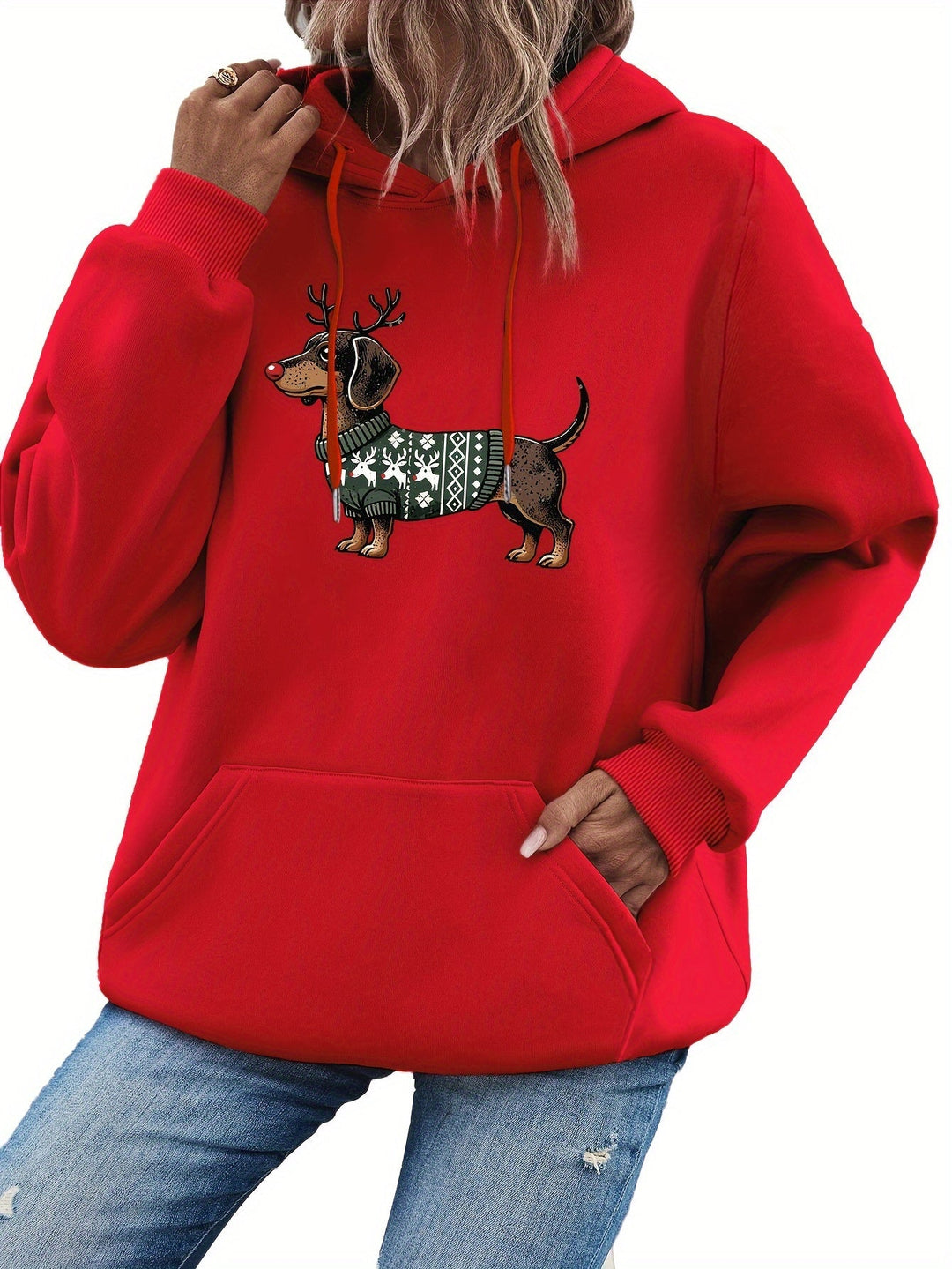 Stilla | Dachshund Print Hoodie til Damer