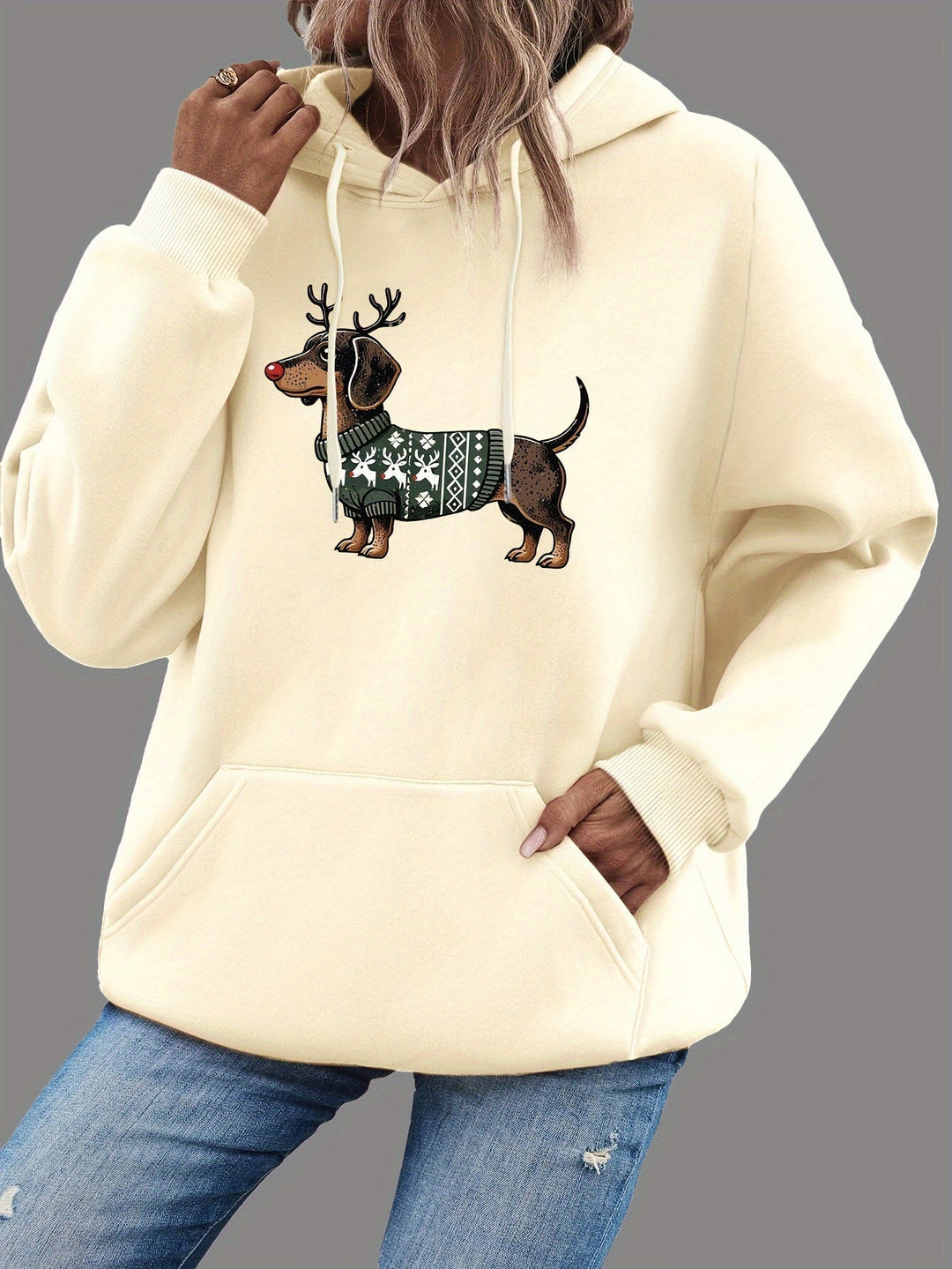 Stilla | Dachshund Print Hoodie til Damer