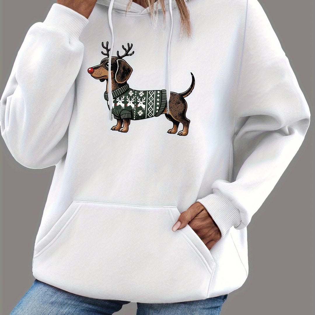 Stilla | Dachshund Print Hoodie til Damer