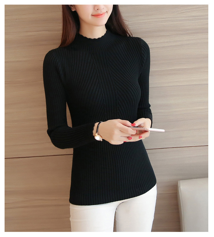 Stilla | Stilfuld Ribbet Rullekrave Sweater