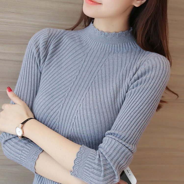 Stilla | Stilfuld Ribbet Rullekrave Sweater