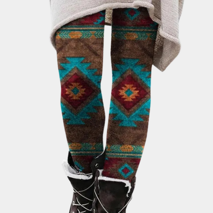 Stilla | Leggings Tætsiddende Blød og Åndbar Strik Geometrisk Mønster Fuld Længde