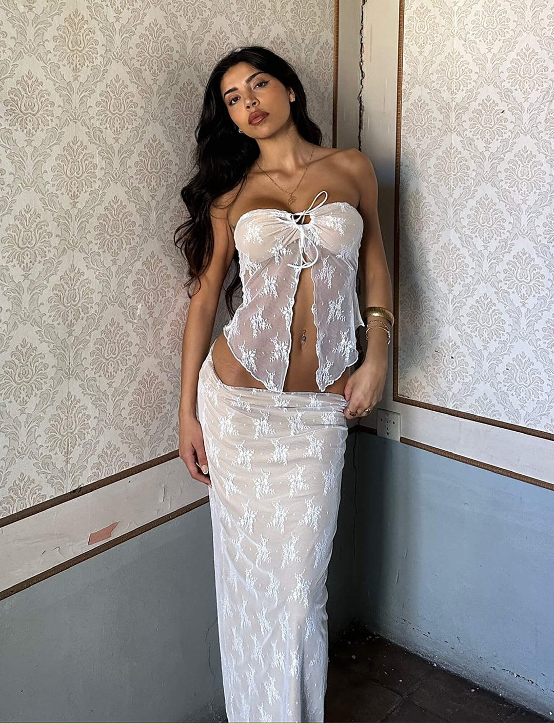 Stilla | Elegante Gennemsigtig Top Med Nederdel