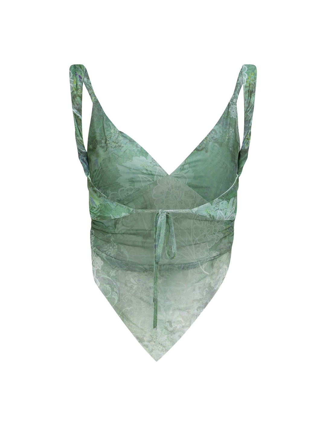 Stilla | Grøn Blomstret Crop Top Med Nederdel