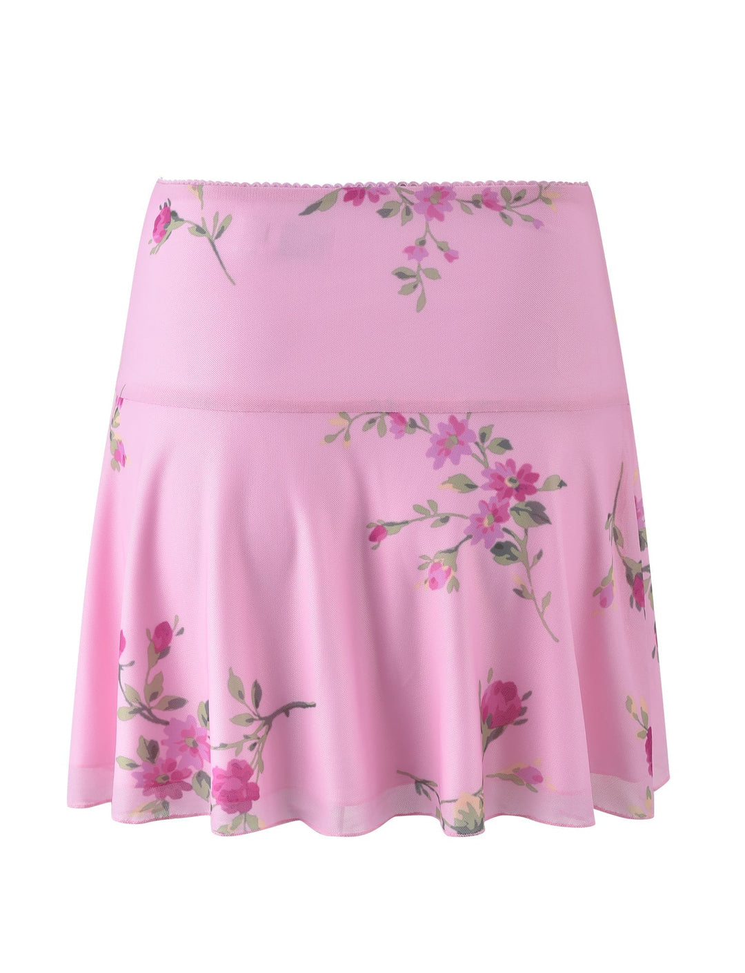 Stilla | Blomstret Pink Top Med Mini Nederdel