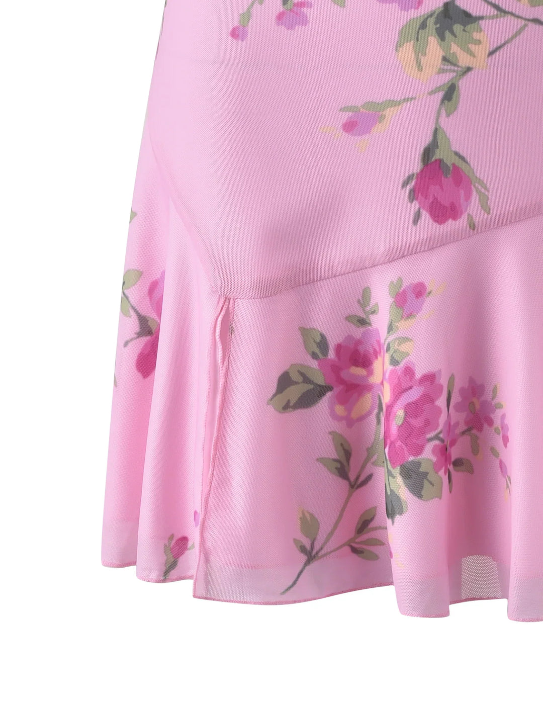 Stilla | Blomstret Pink Top Med Mini Nederdel