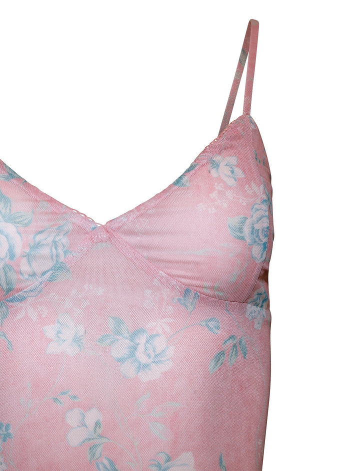 Stilla | Pink Blomstret Blondekjole