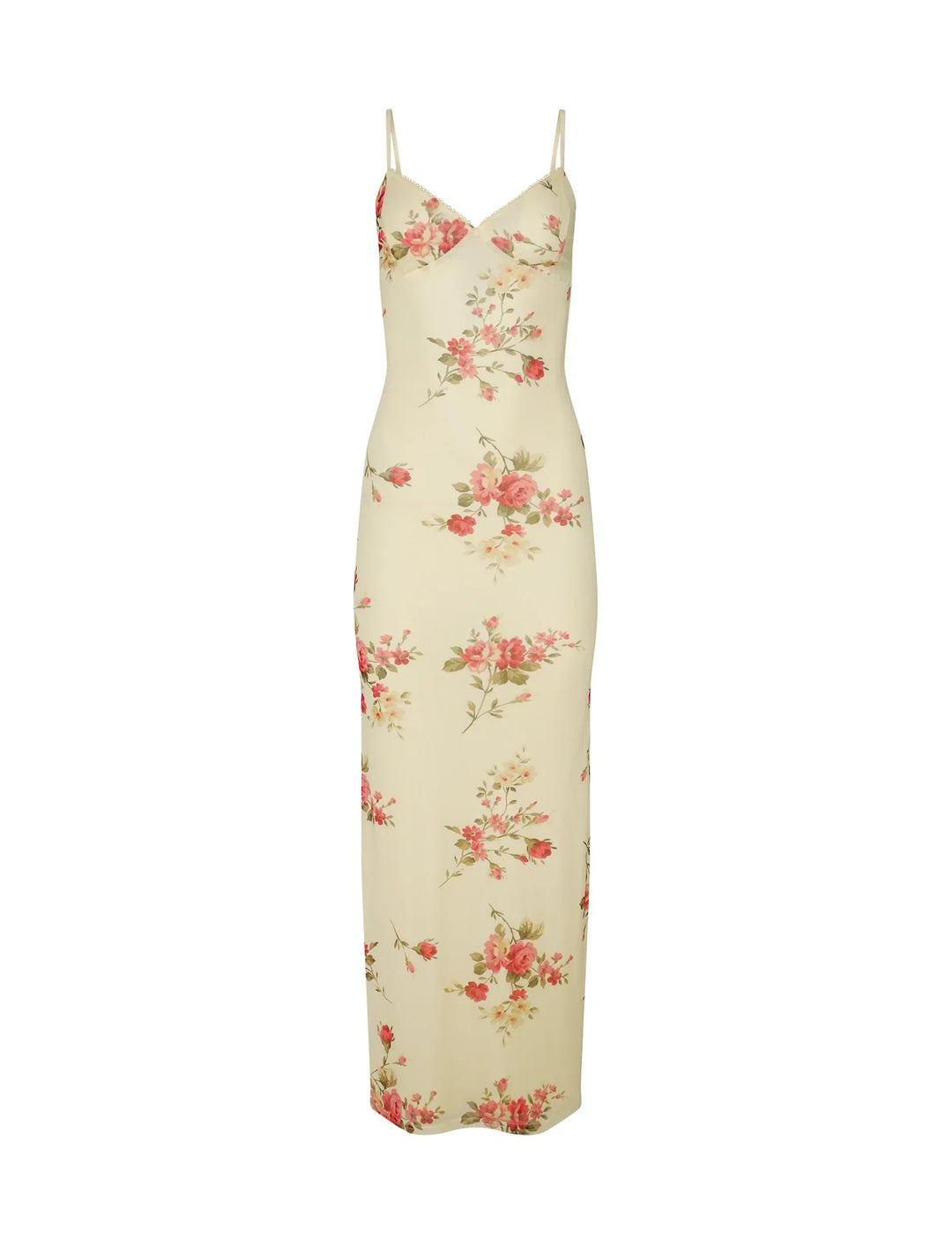 Stilla | Blomstret Beige Blondekjole