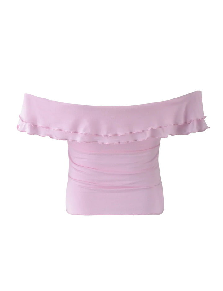 Stilla | Tekstureret Snoet Pink Top Med Bukser