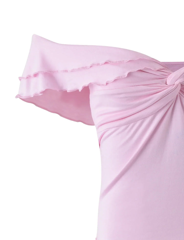 Stilla | Tekstureret Snoet Pink Top Med Bukser