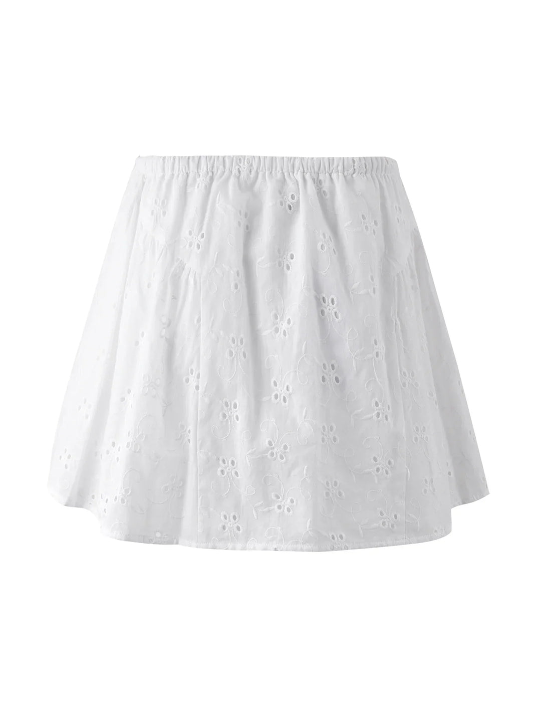 Stilla | Hvid Årgang Kortærmet Crop Top Med Mini Nederdel