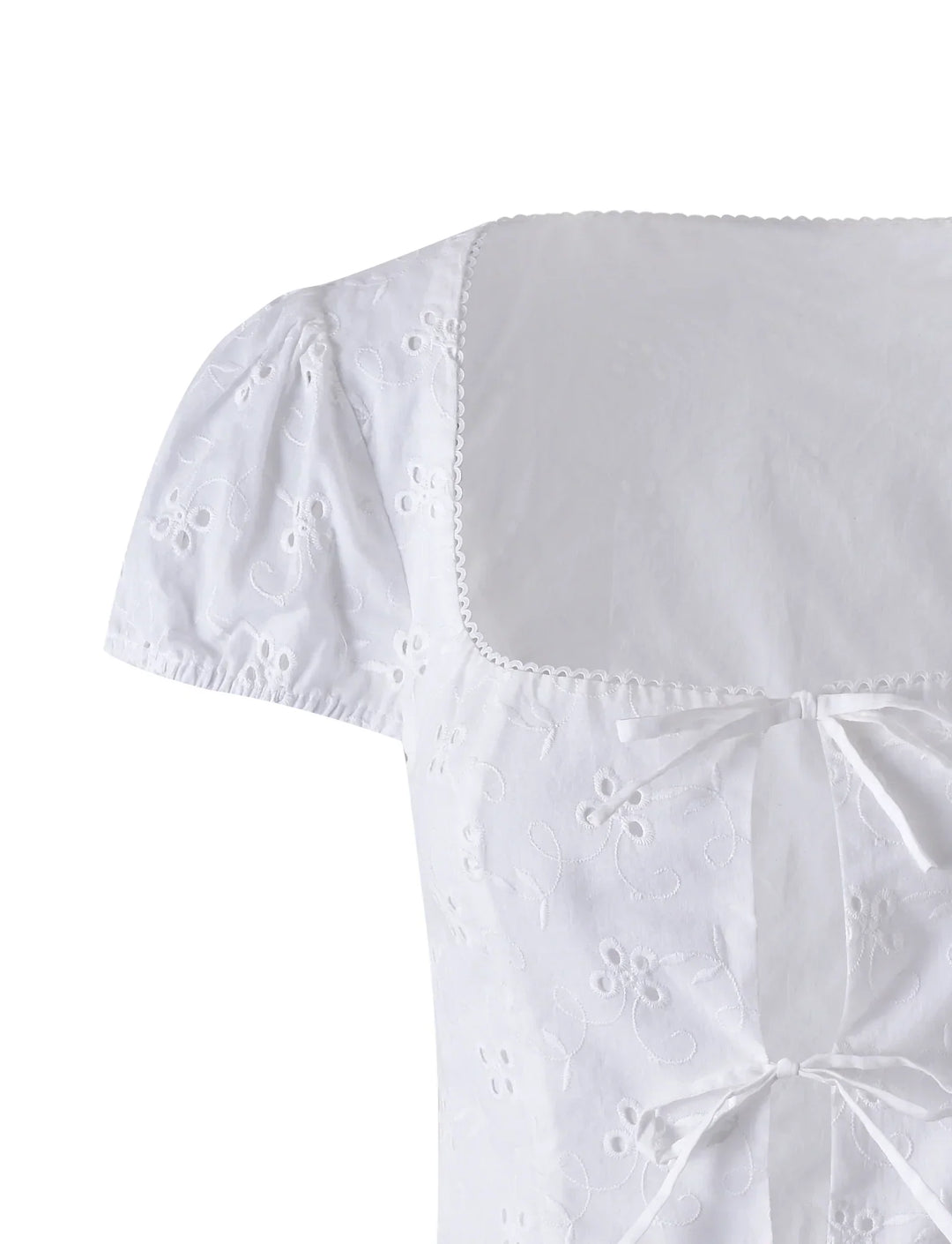 Stilla | Hvid Årgang Kortærmet Crop Top Med Mini Nederdel