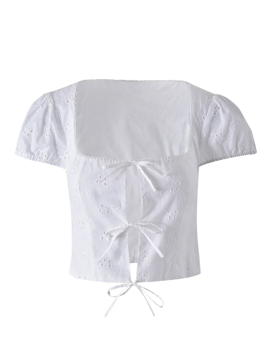 Stilla | Hvid Årgang Kortærmet Crop Top Med Mini Nederdel