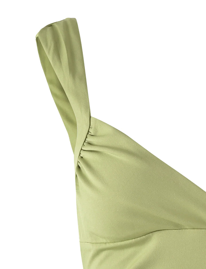 Stilla | Bred Rem Rynket Sidegrøn Top