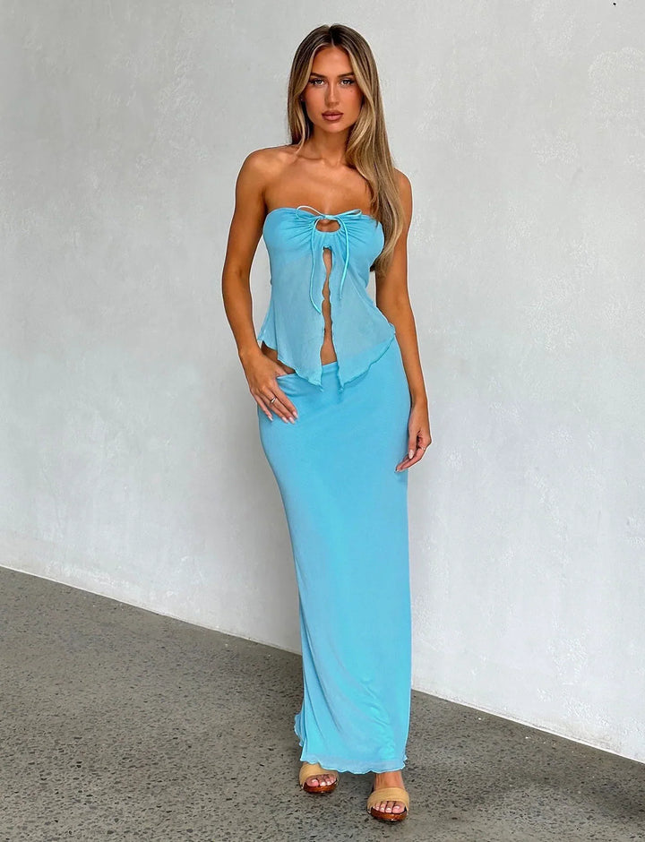 Stilla | Elegante Gennemsigtig Top Med Nederdel