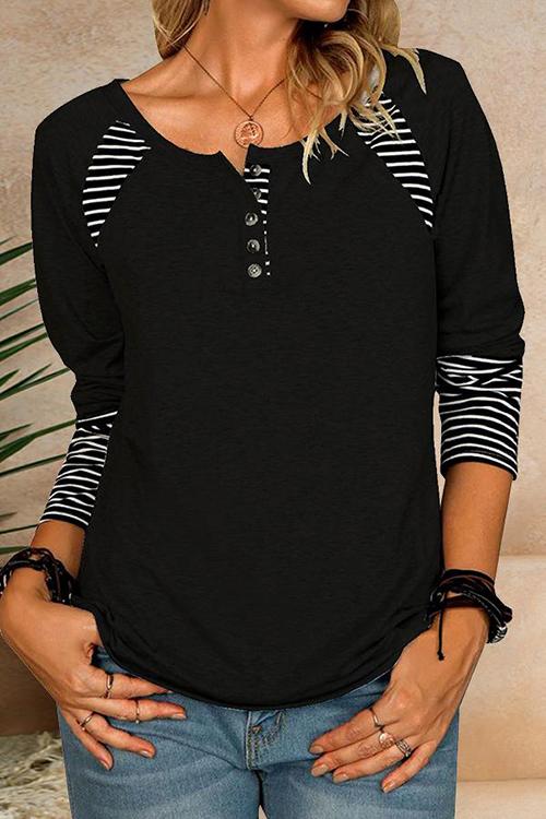 Stilla | Stripes Patchwork Knap Lange Ærmer T-shirt
