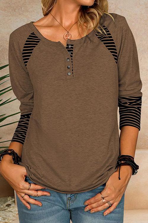 Stilla | Stripes Patchwork Knap Lange Ærmer T-shirt