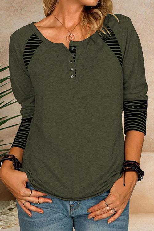 Stilla | Stripes Patchwork Knap Lange Ærmer T-shirt