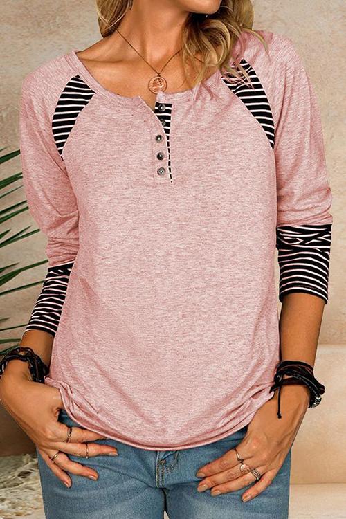 Stilla | Stripes Patchwork Knap Lange Ærmer T-shirt