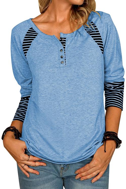 Stilla | Stripes Patchwork Knap Lange Ærmer T-shirt