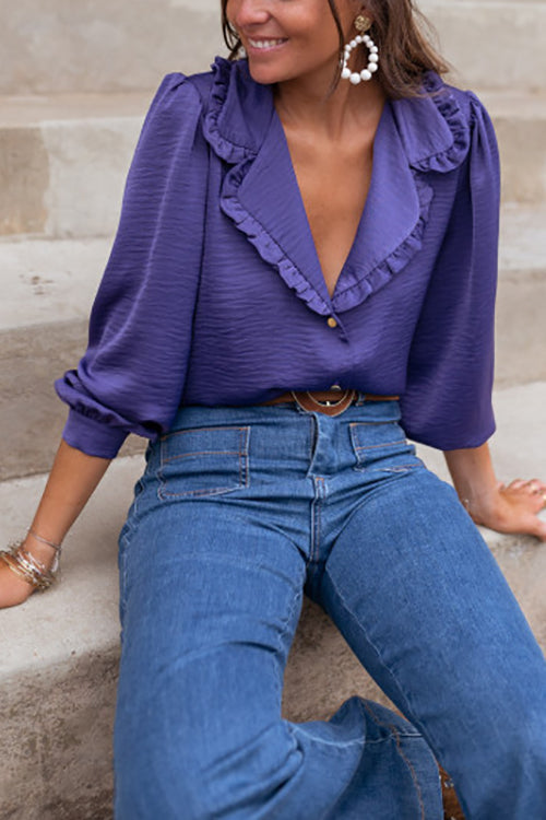 Stilla | Orchid Collar Ruffle Button Blouse