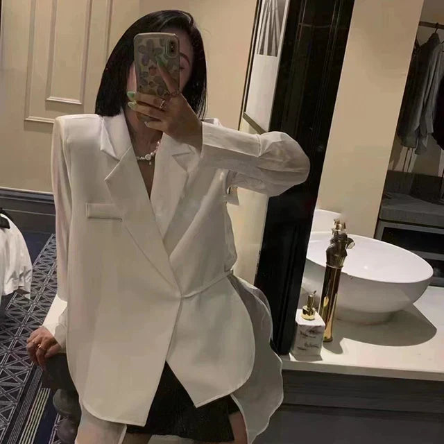 Stilla | Blazer Dame Løs Pasform Med Snøring og Lange Ærmer