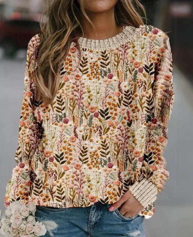 Stilla | Blød sweater med blomstermotiv