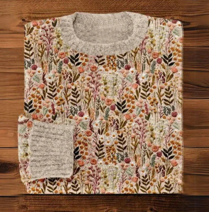 Stilla | Blød sweater med blomstermotiv