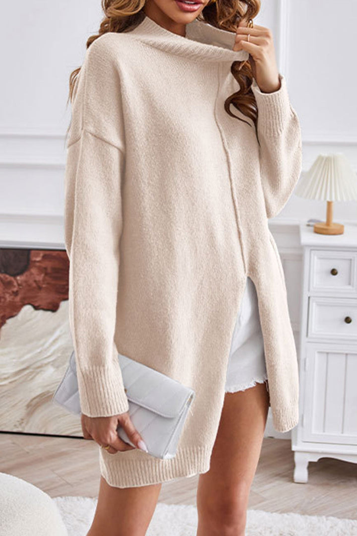 Stilla | Rullekrave Sweater, Slids Front, Medium Længde Sweater