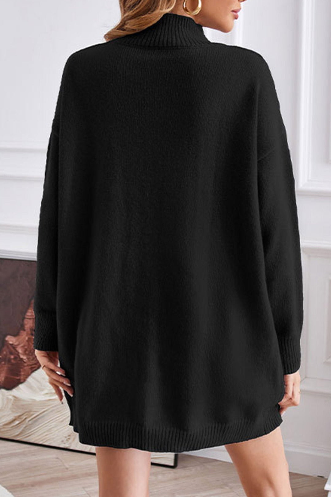 Stilla | Rullekrave Sweater, Slids Front, Medium Længde Sweater