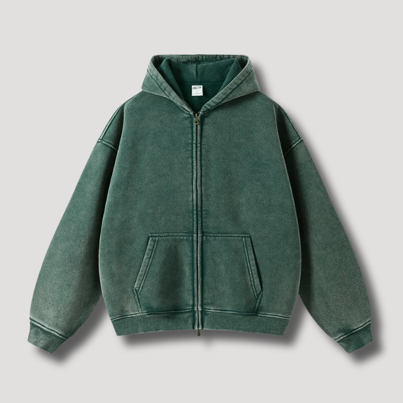 Stilla | Oversized Hætte Sweatshirt med Lynlås og Croppet Hætte