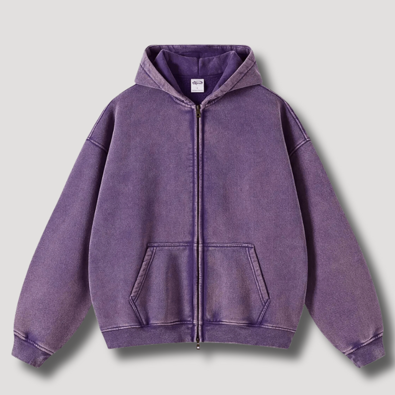 Stilla | Oversized Hætte Sweatshirt med Lynlås og Croppet Hætte