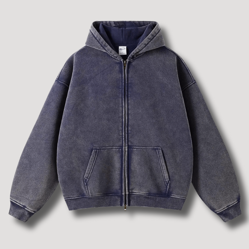 Stilla | Oversized Hætte Sweatshirt med Lynlås og Croppet Hætte