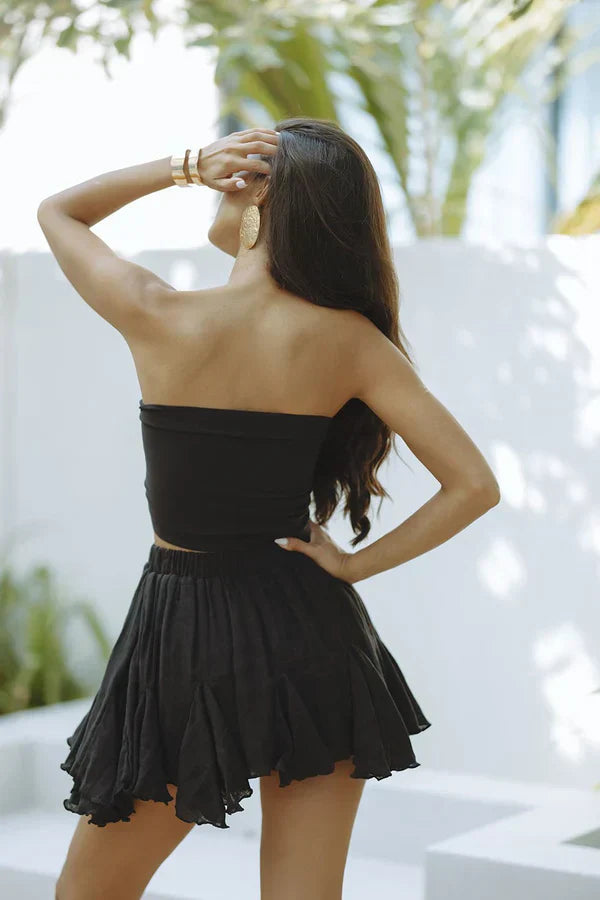 Stilla | Chiffon Tube Top Med Flæser Nederdel