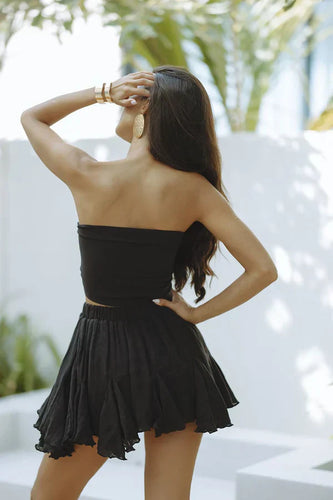 Stilla | Chiffon Tube Top Med Flæser Nederdel