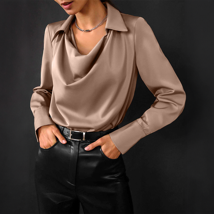 Stilla | Bluse Langærmet Satinbluse