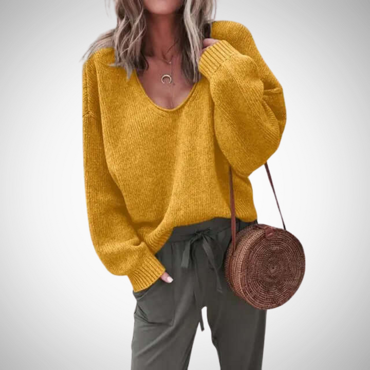 Stilla | Løs Strik V-Udskæring Pullover