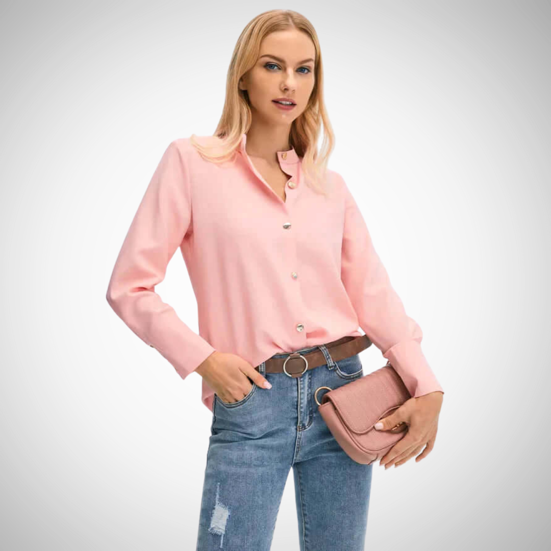 Stilla | Knap Bluse med Lange Ærmer