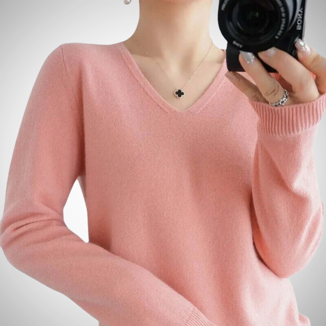 Stilla | Casual V-Udskæring Pullover med Fin Strik