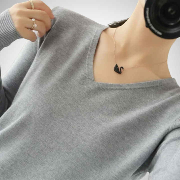 Stilla | Casual V-Udskæring Pullover med Fin Strik
