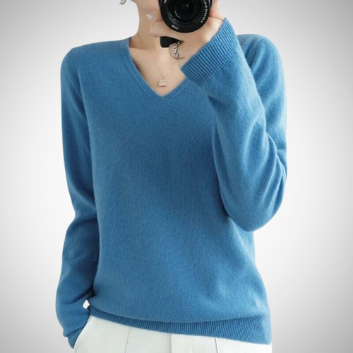Stilla | Casual V-Udskæring Pullover med Fin Strik