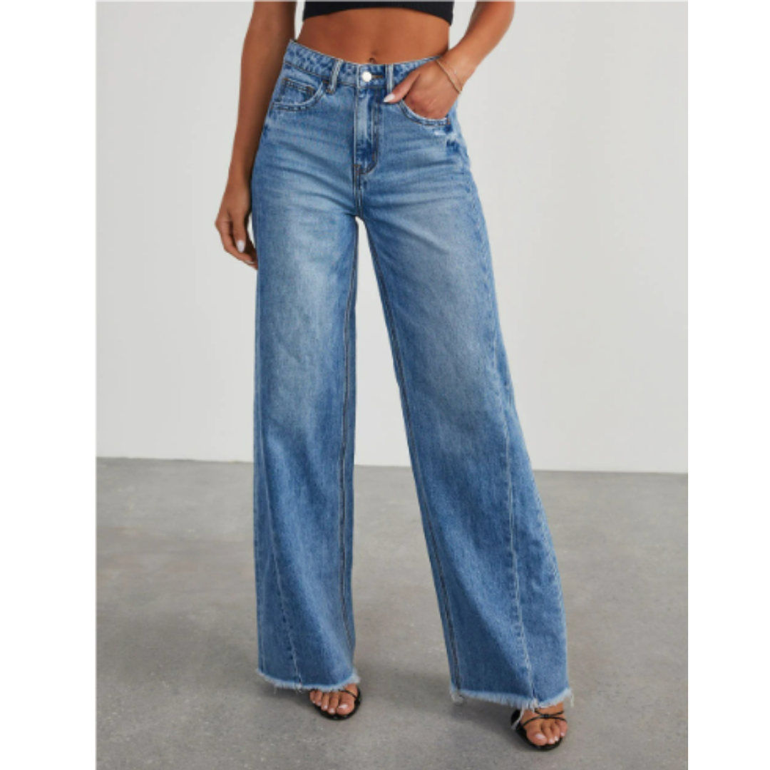Stilla | Dame High Waist Jeans Med Bred Ben